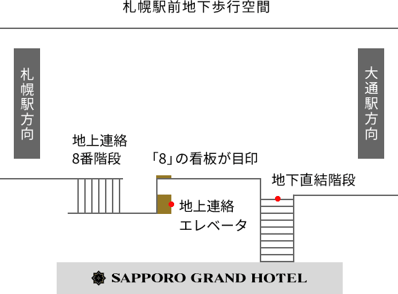 札幌駅 大通駅からの簡易マップ
